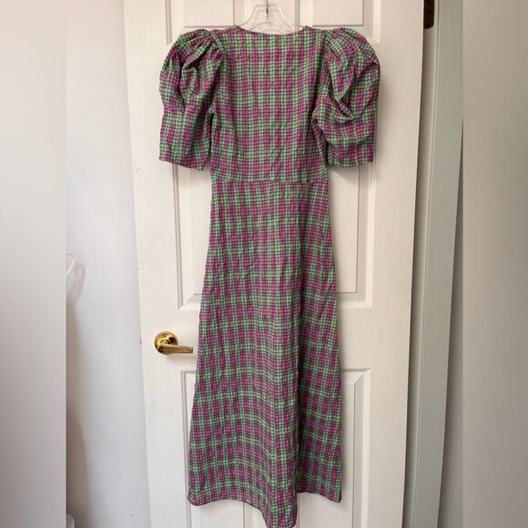 NWT ZARA Plaid Puff Sleeve Midi Dress S - Picture 11 of 16